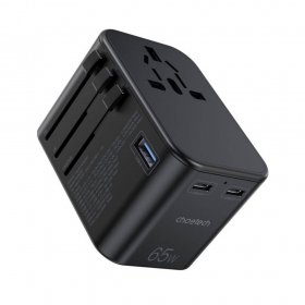 Universāls kelioninis lādētājs Choetech PD5009 65W 2xUSB-C/USB-A melns