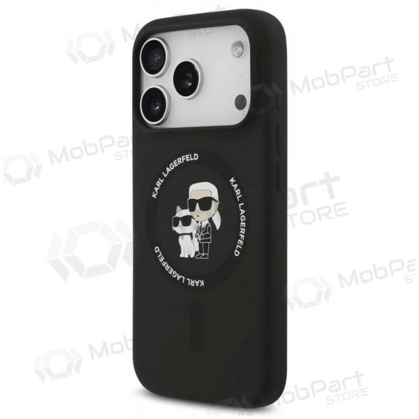 Apple iPhone 17 Pro maciņš - Karl Lagerfeld Liquid Silicone Karl and Choupette MagSafe (melns)