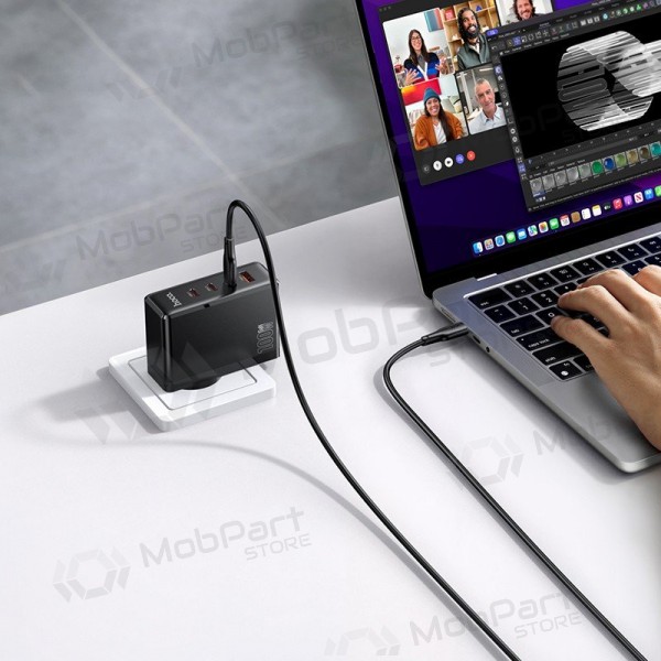 Tālruņa lādētājs Hoco N85 100 W 3x USB-C + USB-A melns