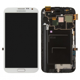 Samsung N7100 Galaxy Note 2 ekrāns (balts) (ar rāmīti) (service pack) (oriģināls)