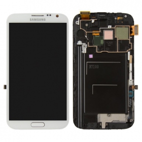 Samsung N7100 Galaxy Note 2 ekrāns (balts) (ar rāmīti) (service pack) (oriģināls)