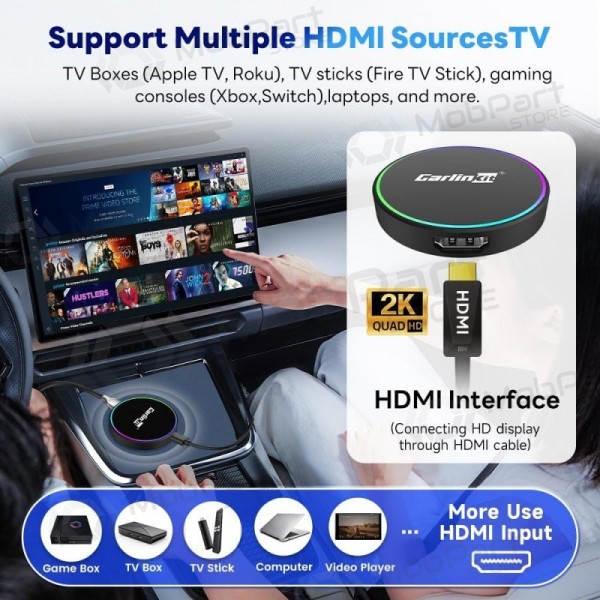 CarPlay adapteris Carlinkit HD2CP Pro bezvadu Android Auto melns