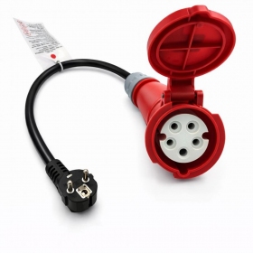 Adapteris Reach CEE 16A 400 V uz 220 V Schuko melns
