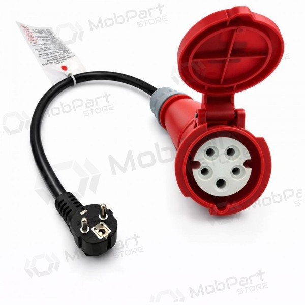 Adapteris Reach CEE 16A 400 V uz 220 V Schuko melns