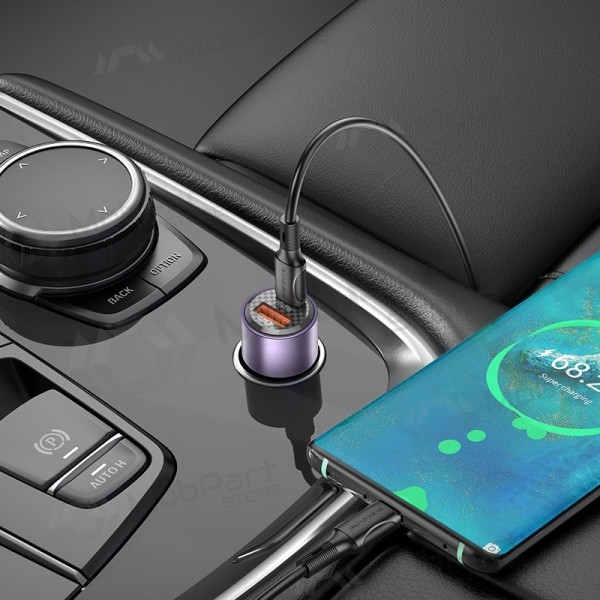 Automašīnas tālruņa lādētājs Borofone BZ20A 83 W PD QC 3.0 USB-C + USB-A melns
