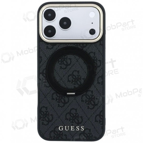 Apple iPhone 18 Pro Max maciņš - Guess PU 4G Ring Stand MagSafe (melns)
