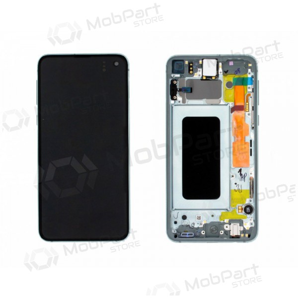 Samsung G970F Galaxy S10e LCD ekrāns (Prism Green) (ar rāmīti) (lietots grade A, oriģināls)