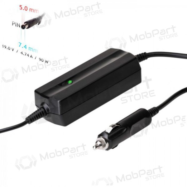 Automobilinis nešiojamojo kompiuterio pakrovėjas Akyga AK-ND-32 (19V / 4.74A 90W 7.4 x 5.0mm + pin) HP 1.2m