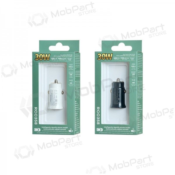 Auto lādētājs Remax RCC358 30W USB-C/USB-A melns