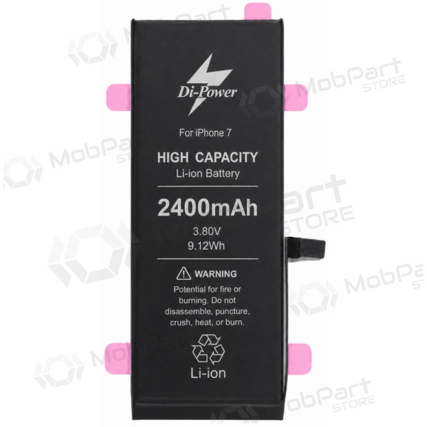 Apple iPhone 7 baterija, akumuliatorius Di-Power 2400 mAh (palielināta ietilpība)