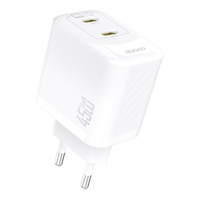 Tālruņa lādētājs Dudao A28P 45 W GaN 2x USB-C balts