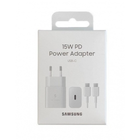 Lādētājs oriģināls Samsung EP-T1510XWEGEU 15W + kabelis Type-C 1m iepakojumā balts