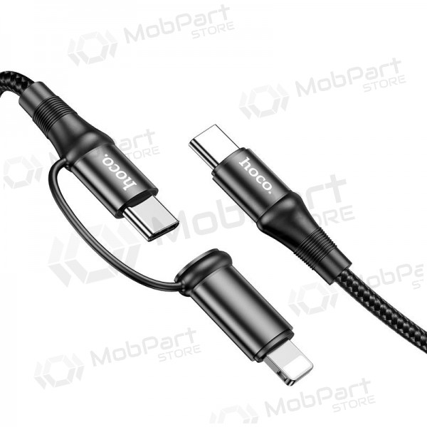 USB kabelis Hoco X50 2-in-1 Exquisito Type-C - Type-C / Lightning 1.0m (melns)