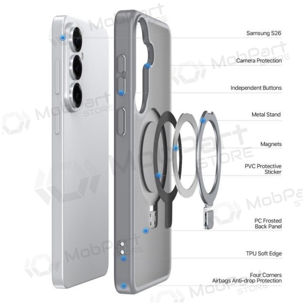 Samsung Galaxy S26+ maciņš - Dux Ducis Yind Magnetic Stand (pelēks)