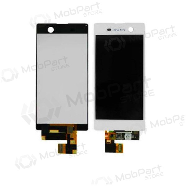 Sony E5603 Xperia M5 / E5606 / E5633 / E5653 / E5663 LCD ekrāns kartu su liečiamu stikliuku (balts) - Premium