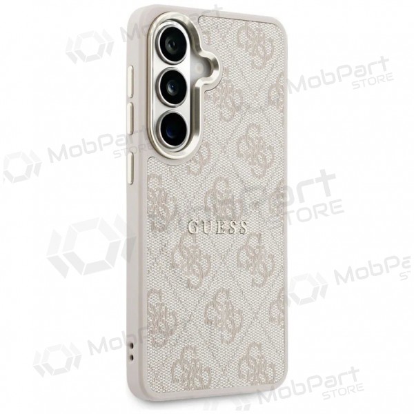 Samsung Galaxy S26 maciņš - Guess PU Leather 4G Gold Frame Magnetic (rozā)