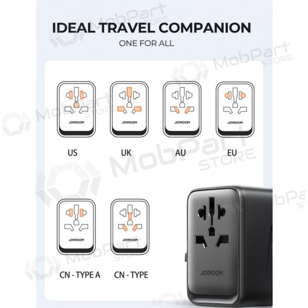 Universāls kelioninis lādētājs Joyroom JR-TCW01 3xUSB-A/USB-C melns