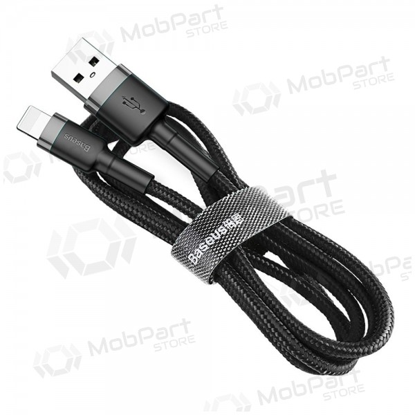 USB kabelis Baseus Cafule USB-A to Lightning 2.4A 1.0m pelēks-melns CALKLF-BG1