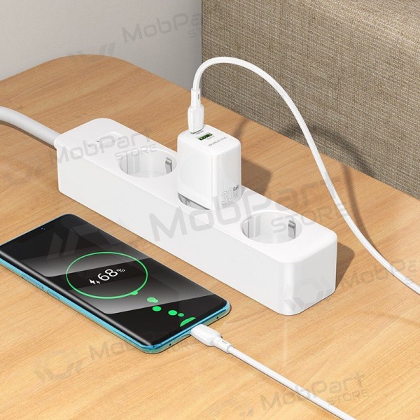 Tālruņa lādētājs Borofone BN29 30 W USB-C + USB-A ar USB-C kabeli 1 m balts