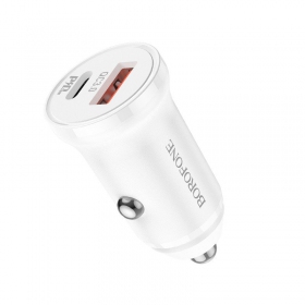 Lādētājs automobilinis Borofone BZ18A USB-A/Type-C PD20W+QC3.0 (balts)