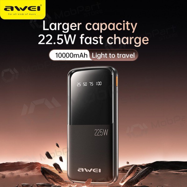 Ārējā baterija Power Bank Awei P10K 22.5W 10000mAh melna