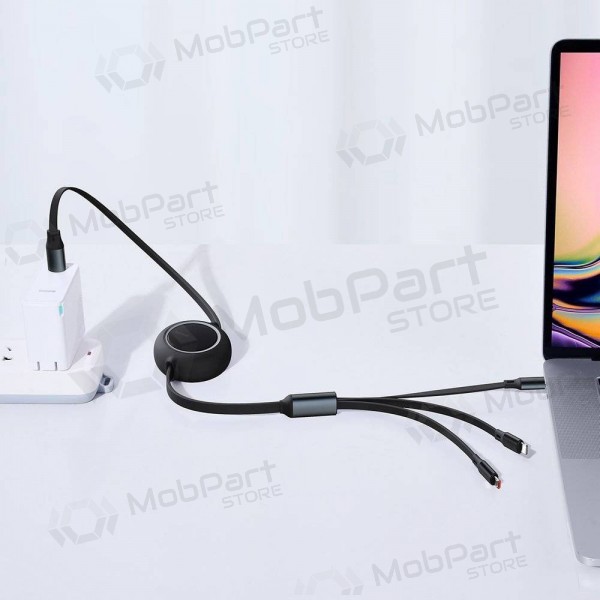 USB kabelis Baseus Bright Mirror Type-C - microUSB+Lightning+Type-C 100W 1.2m (melns) CAMLC-AMJ01