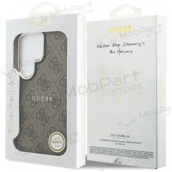 Samsung Galaxy S26 Ultra maciņš - Guess PU Leather 4G Gold Frame Magnetic (brūns)