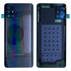 Samsung A515 Galaxy A51 2020 aizmugurējais baterijas vāciņš melns (Prism Crush Black) (lietots grade C, oriģināls)