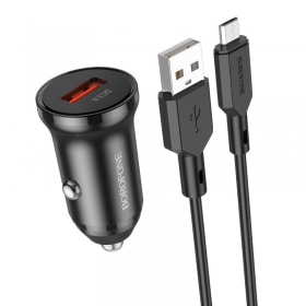 Lādētājs automobilinis Borofone BZ18 Quick Charge 3.0 18W + MicroUSB (melns)