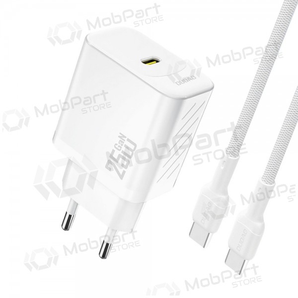 Lādētājs Dudao A27C GaN 25W USB-C + USB-C to USB-C kabelis 1.0m balts