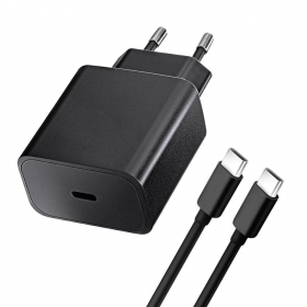 Tālruņa lādētājs Blue Star 20 W USB-C ar USB-C kabeli melns