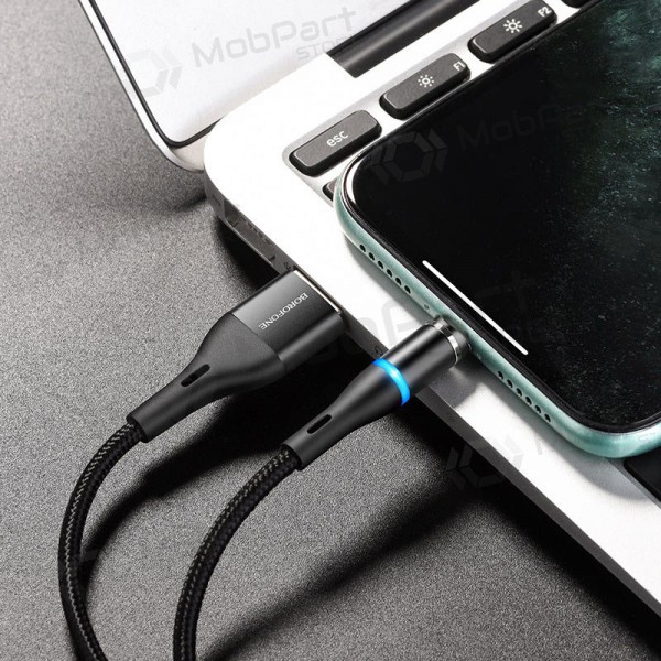 USB kabelis Borofone BU16 Skill Magnetic Lightning 1.0m (melns)