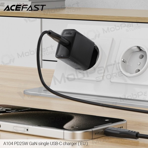 Tālruņa lādētājs Acefast A104 25 W GaN USB-C melns