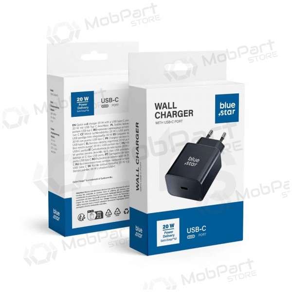 Tālruņa lādētājs Blue Star TFB-TC-20WPD 20 W USB-C melns
