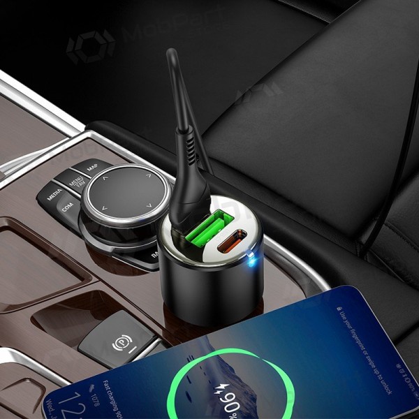 Automašīnas tālruņa lādētājs Hoco NZ6 45 W PD 2x USB-C + USB-A melns