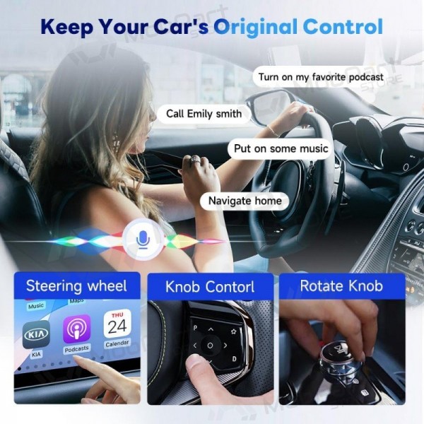 CarPlay adapteris Carlinkit HD2CP Pro bezvadu Android Auto melns