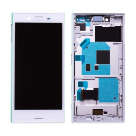 Sony F5323 Xperia X Compact ekrāns (balts) (ar rāmīti) (lietots grade A, oriģināls)