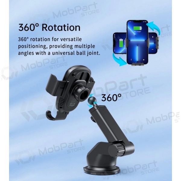 Automobilinis laikiklis-lādētājs Choetech T203-F 15W Gravity Car Charger Holder melns