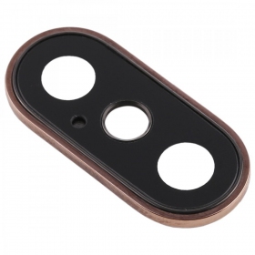 Apple iPhone XS / XS Max kameras stikliņš (zelta) (ar rāmīti)