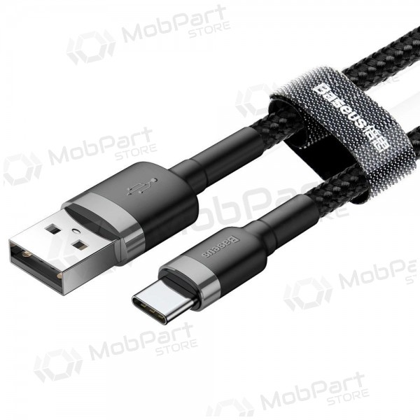 USB kabelis Baseus Cafule Type-C 2.0m 2.0A (pelēks-melns) CATKLF-CG1