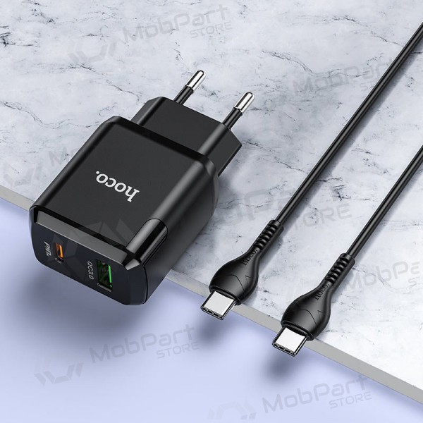 Lādētājs Hoco N5 USB Quick Charge 3.0 + PD 20W (3.1A) + Type-C-Type-C (melns)