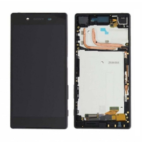 Sony E6603 / E6653 Xperia Z5 ekrāns (melns) (ar rāmīti) (lietots grade A, oriģināls)