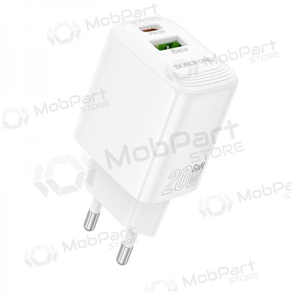 Lādētājs Borofone BN27 20W USB-C/USB-A balts