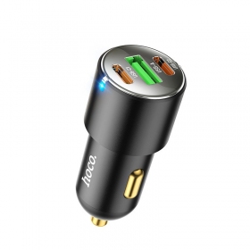 Automašīnas tālruņa lādētājs Hoco NZ6 45 W PD 2x USB-C + USB-A melns