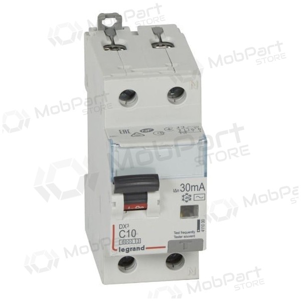 Automatinis jungiklisar srovės nuotekio rėle Legrand 411000 (10A, 1P+NR, 230V, 30mA, RCBO)