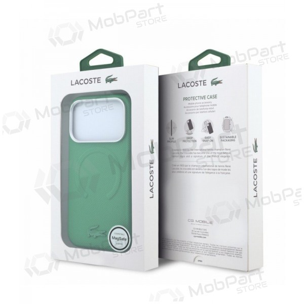 Apple iPhone 18 Pro maciņš - Lacoste PVC Petit Pique Semi Wrap Embossed MagSafe (zaļš)