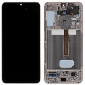 Ekranas Samsung S906 S22 Plus su lietimui jautriu stikliuku un rėmeliu Pink Gold oriģināls (service pack)