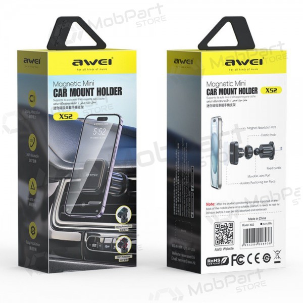 Tālruņa turētājs automobiļiem Awei X52 Magnetic (air vent) melns