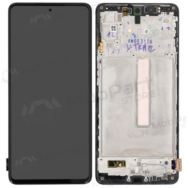 Ekranas Samsung M536 M53 5G su lietimui jautriu stikliuku un rėmeliu Black oriģināls (service pack)