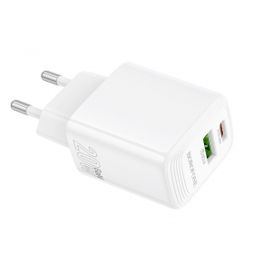 Lādētājs Borofone BN27 20W USB-C/USB-A balts